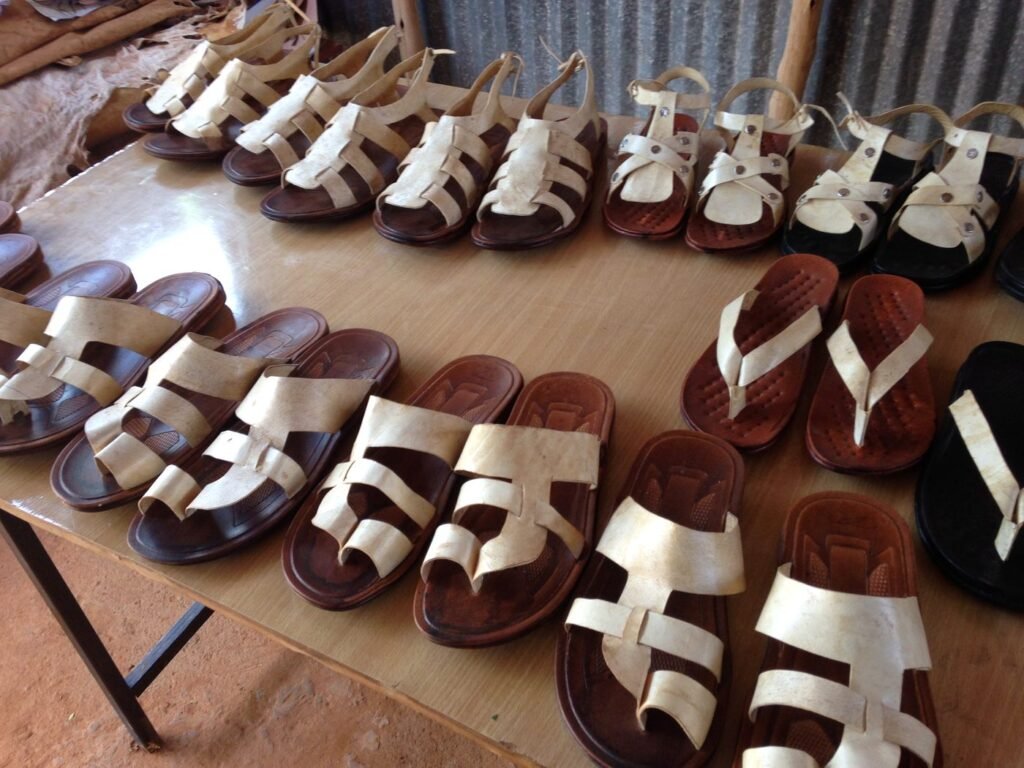Sandals made by refugees trained in hides, skins and leather work, Dollo Ado
